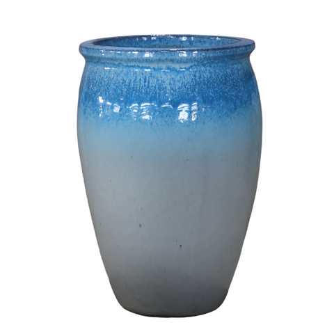 Keramik-Blumentopf BACCHUS - Weiß-Blau