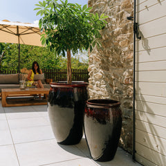 Keramický květináč BACCHUS - Černo-červená