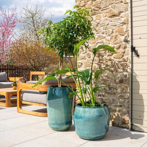 Keramik-Blumentopf MONACO - Hellblau