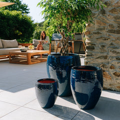 Keramik-Pflanzkübel POSEIDON - Meeresblau