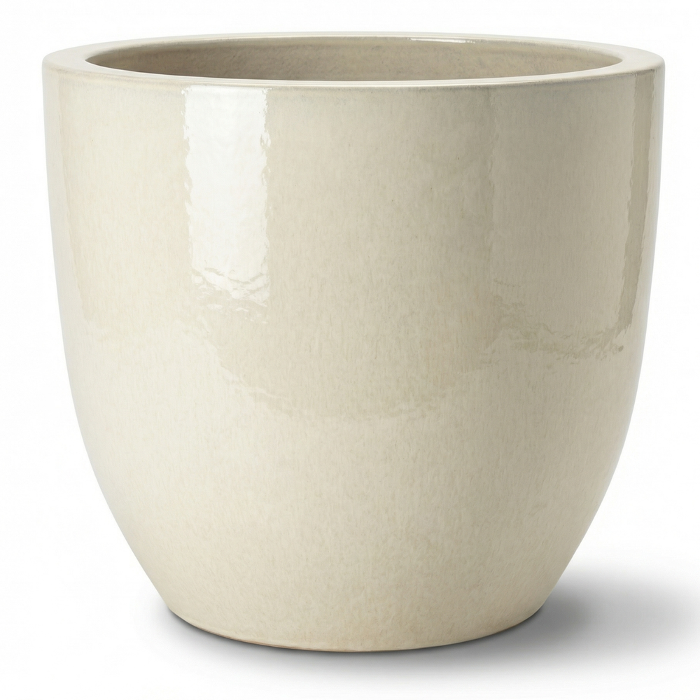 Keramik-Pflanzkübel LANCELOT - Cremefarben - M (36 cm x 34 cm)