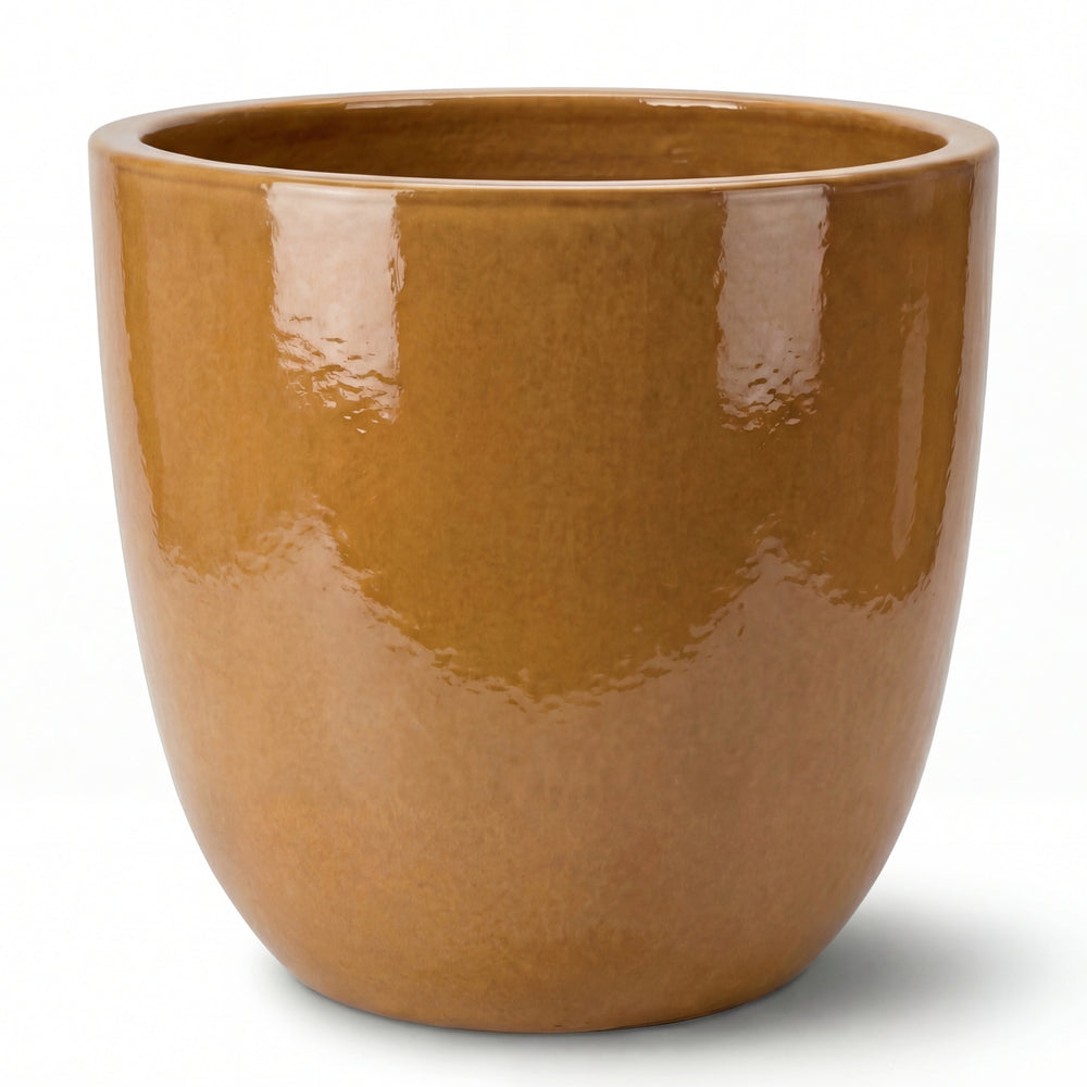 Keramik-Pflanzkübel LANCELOT - Wüstengelb - L (47 cm x 41 cm)
