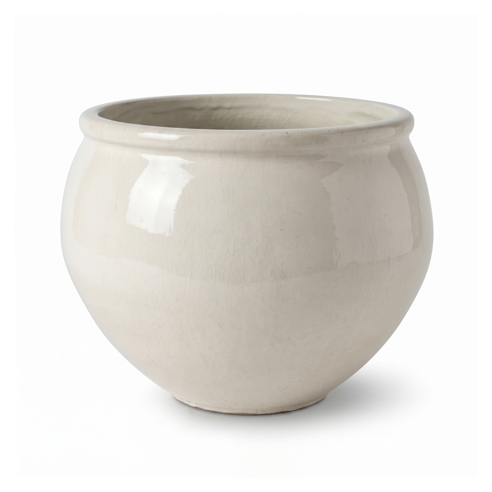 Großer Keramik-Pflanzkübel Lutece - Cremefarben - XL (53 cm x 43 cm)