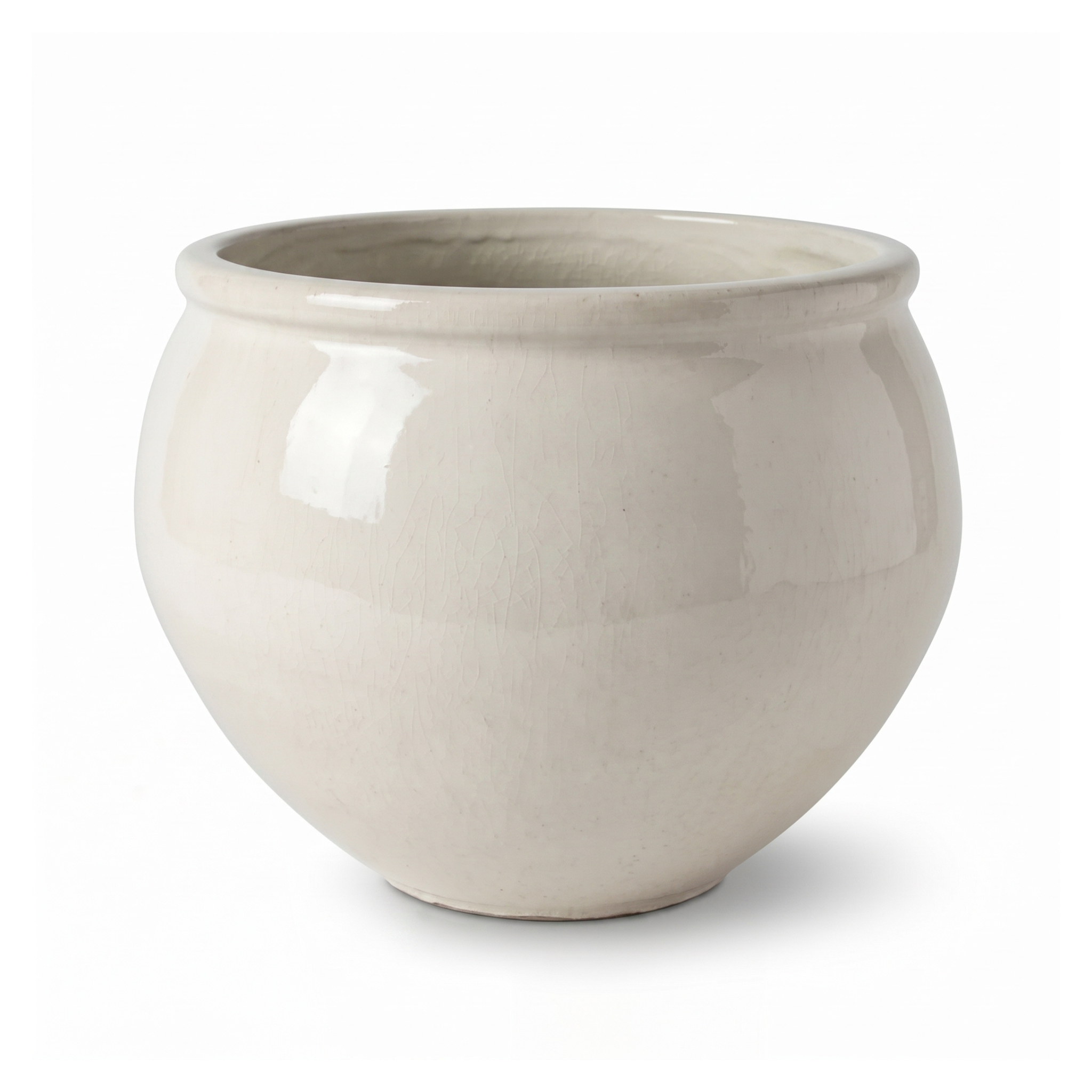 Großer Keramik-Pflanzkübel Lutece - Cremefarben - XL (53 cm x 43 cm)