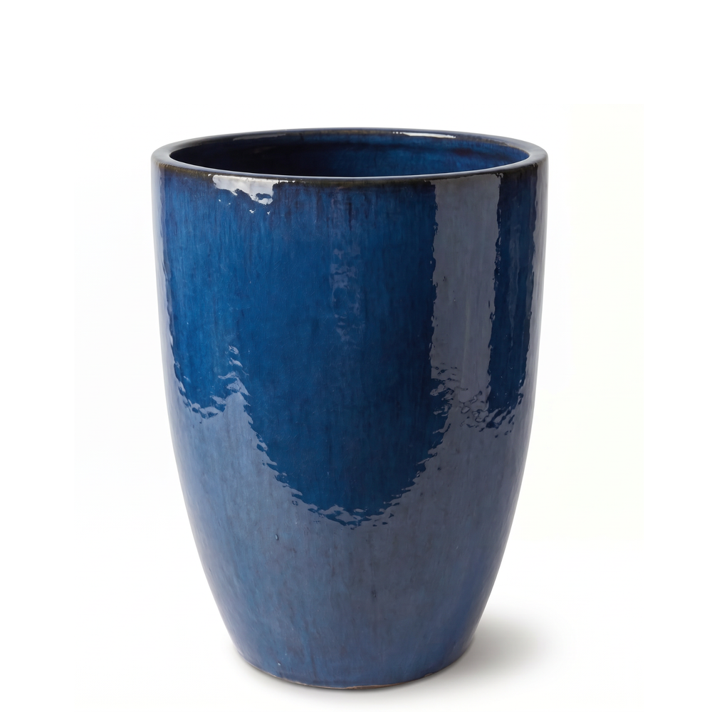 Keramik-Pflanzkübel Mazarin 2 – Azurblau - L (37 x 49 cm)