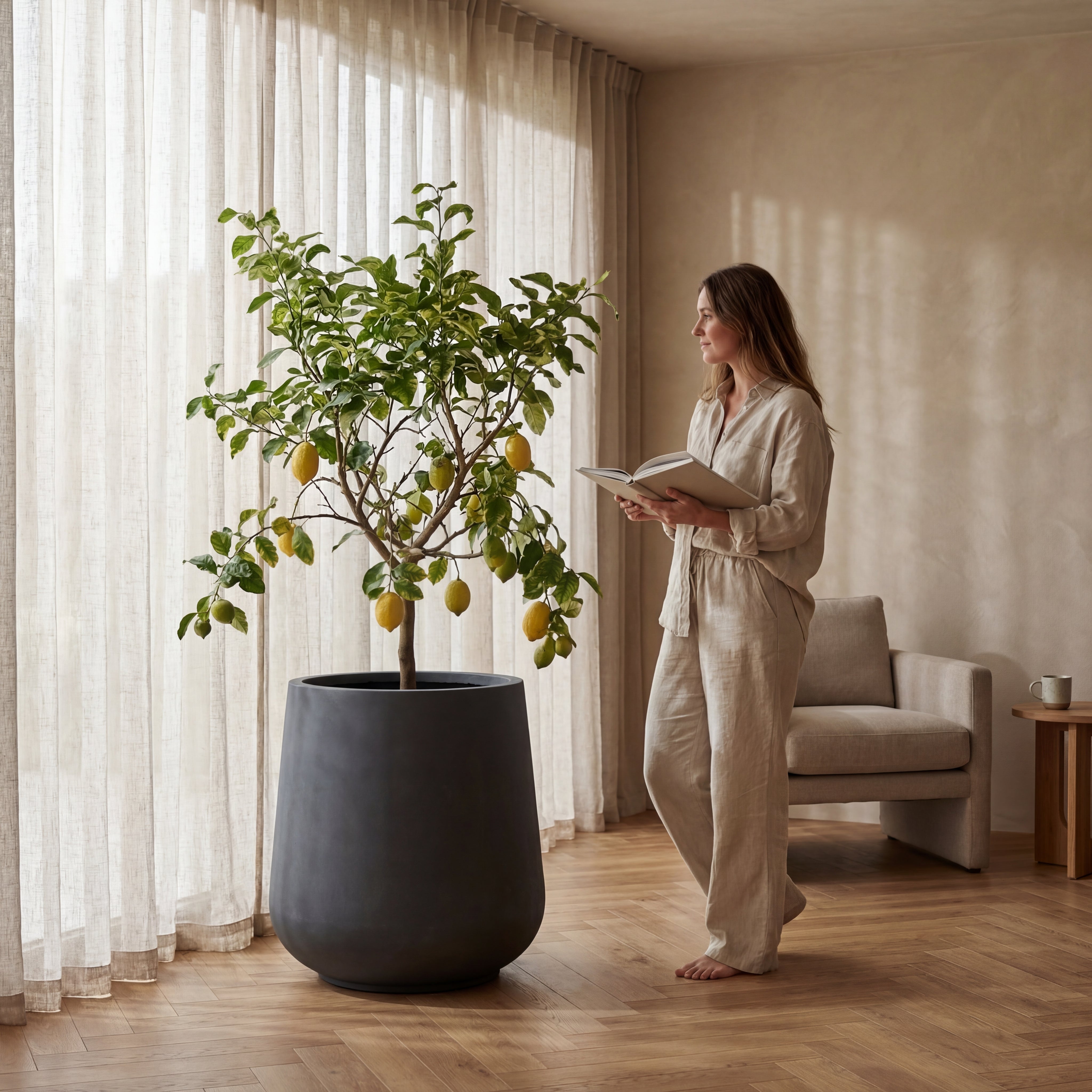 Betonblumentopf MONOLITH – Dunkelgrau