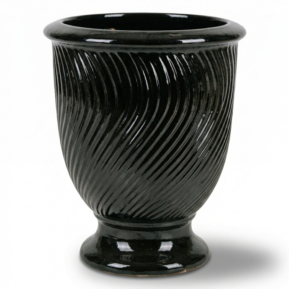 Keramik-Pflanzkübel MORGANE - Schwarz - L (42 x 52 cm)
