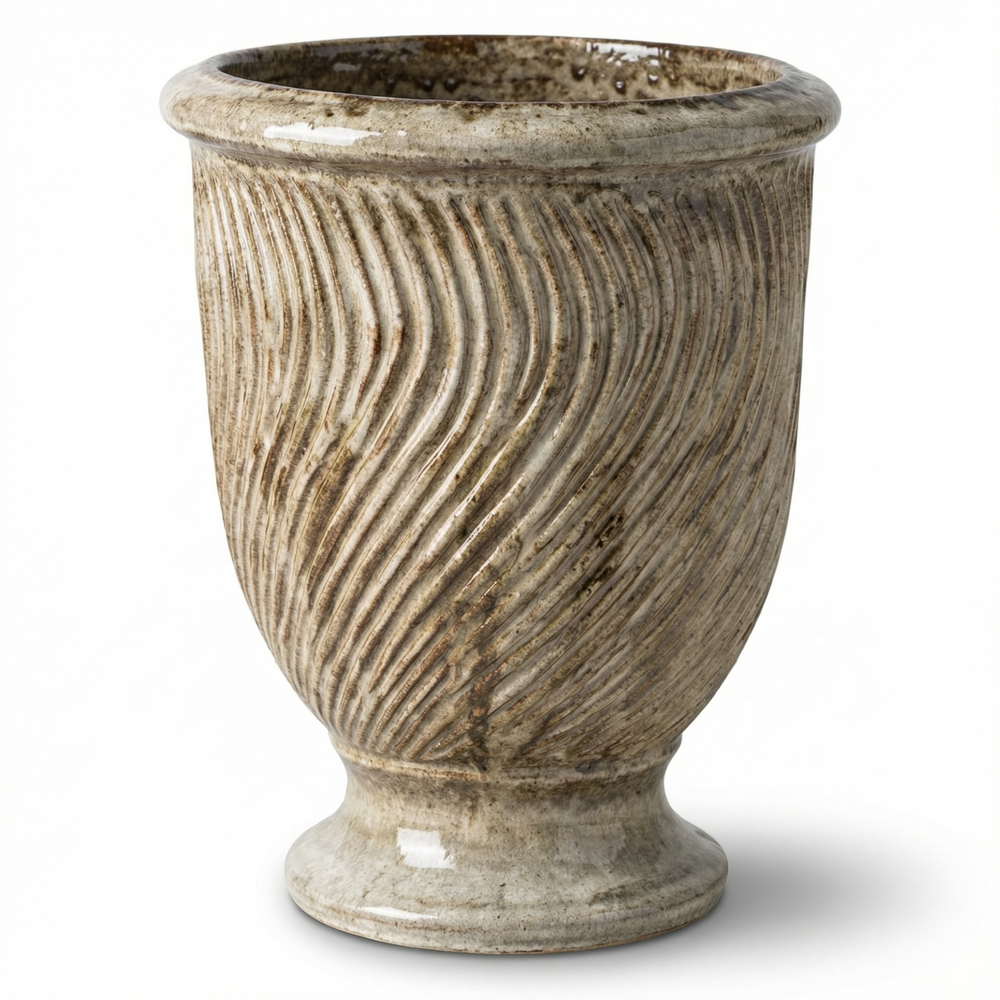 Keramik-Pflanzkübel MORGANE - Tigerweiß - XL (55 x 69 cm)