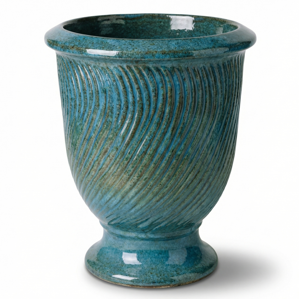 Keramik-Pflanzkübel MORGANE - Stahlblau - XL (55 x 69 cm)
