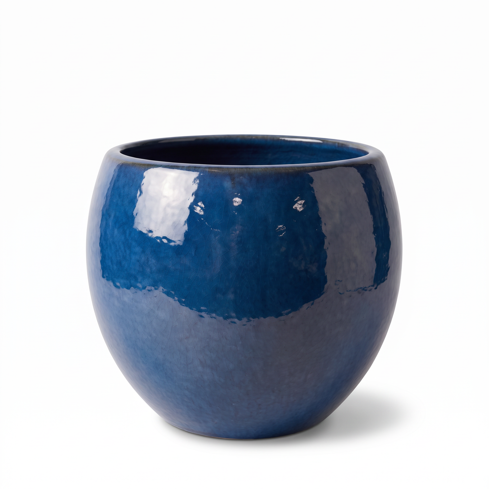Keramik-Pflanzkübel Mozart – Azurblau - L (43 x 35 cm)