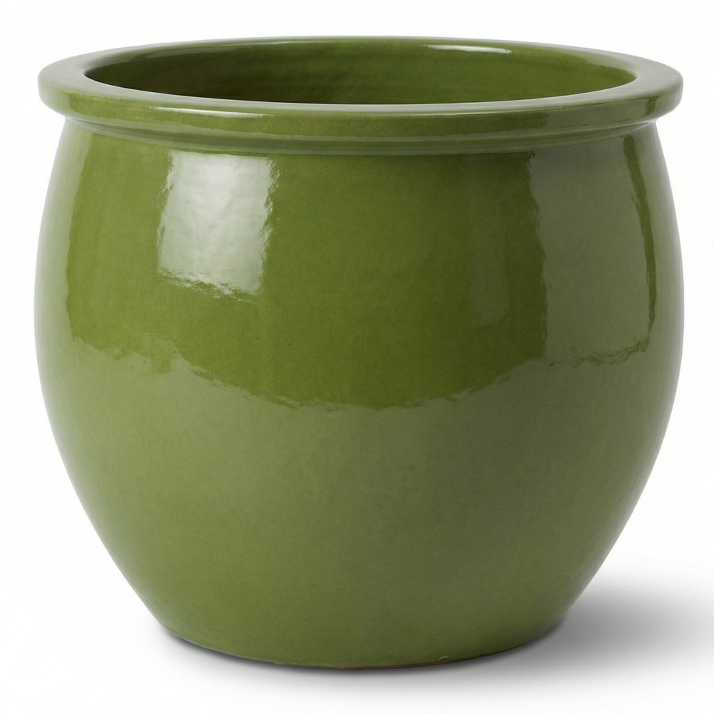 Keramik-Pflanzkübel NEWTON – Olivgrün - S (21 cm x 23 cm)