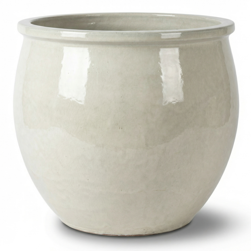 Keramik-Pflanzkübel NEWTON – Cremefarben - S (21 cm x 23 cm)