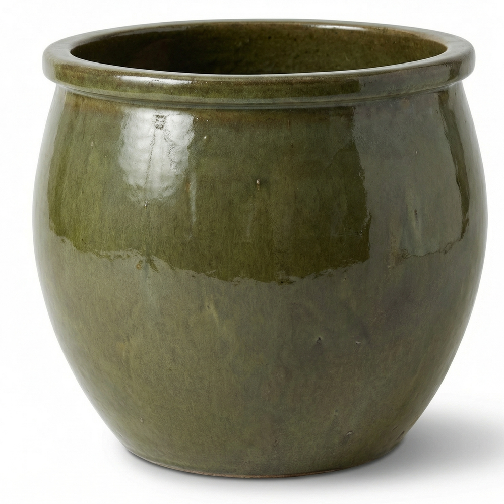 Keramik-Pflanzkübel NEWTON – Tropengrün - S (21 cm x 23 cm)