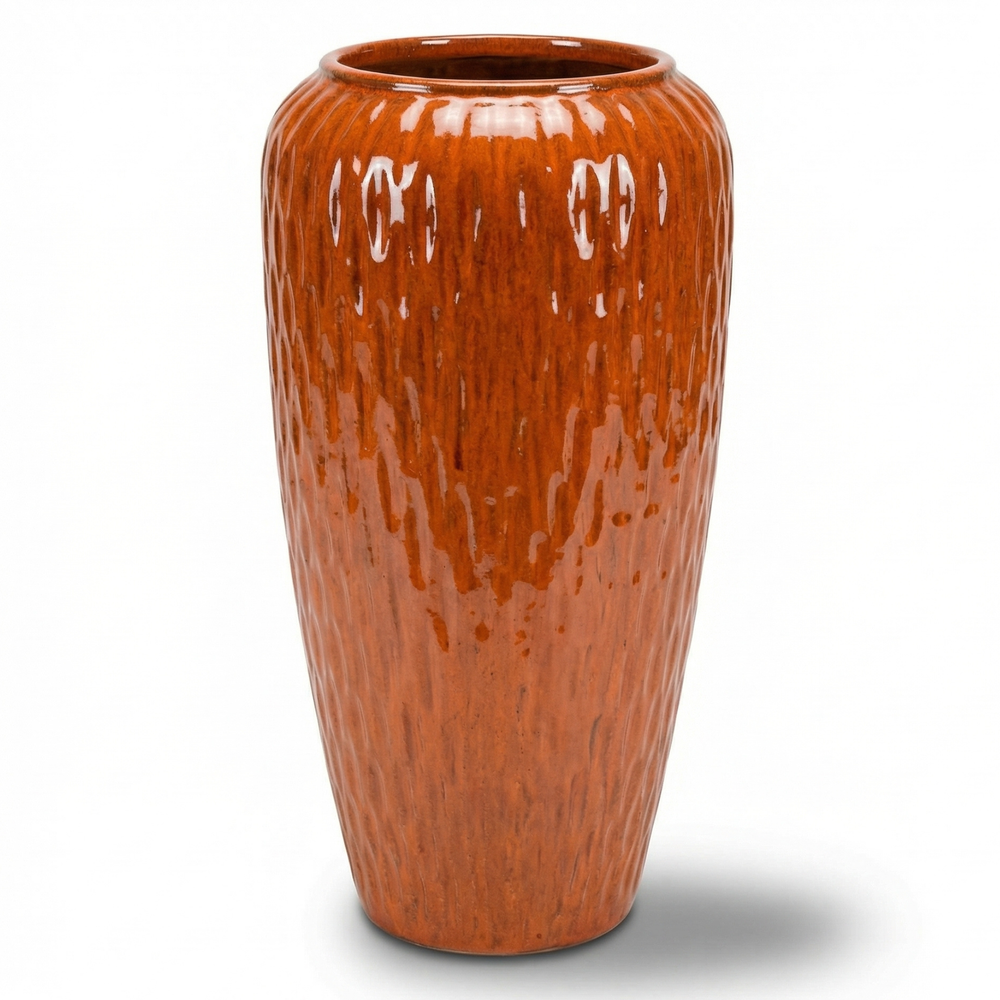 Keramik-Pflanzkübel POMPADOUR - Tropisches Orange - L (30 x 57 cm)