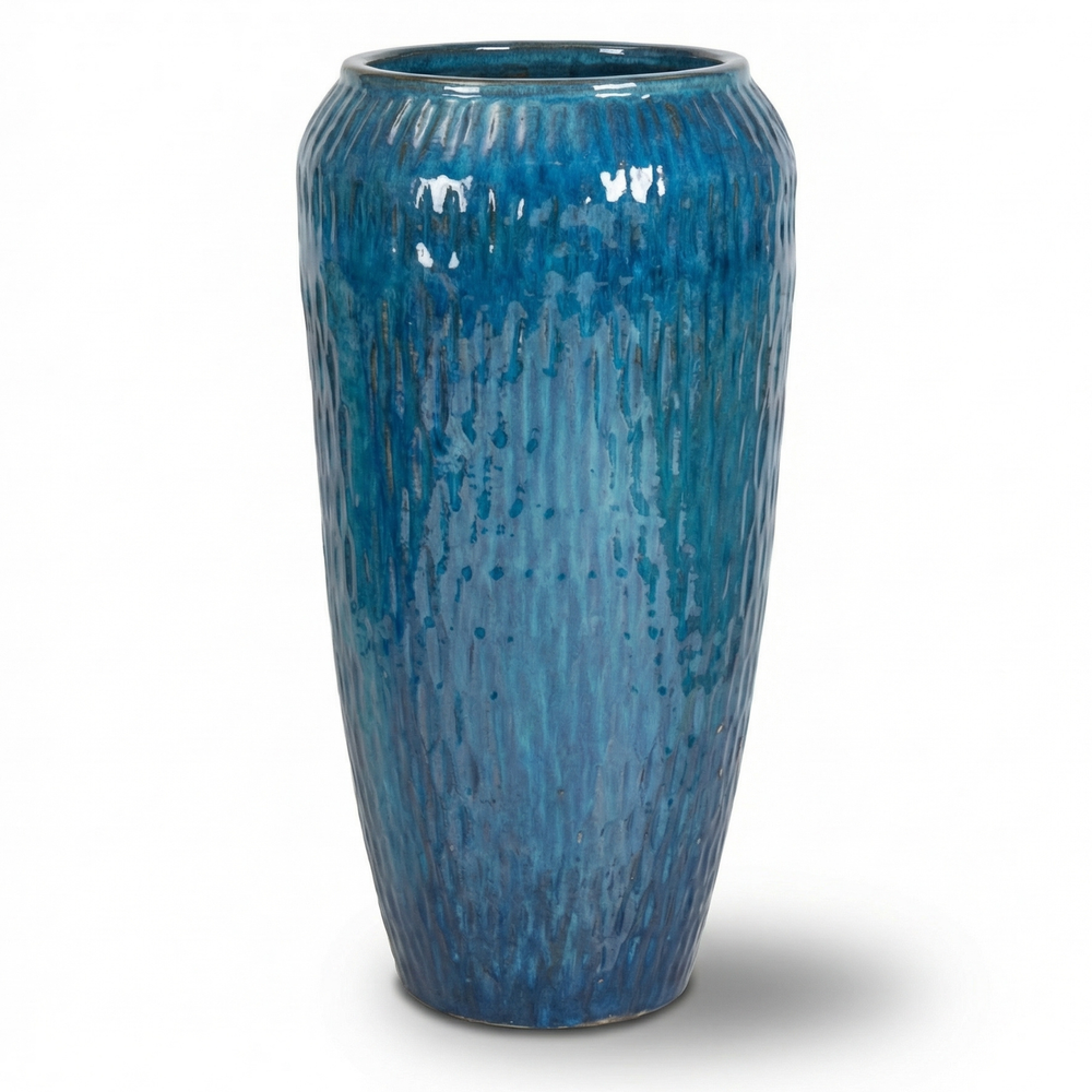 Keramik-Pflanzkübel POMPADOUR - Meeresblau - L (30 x 57 cm)