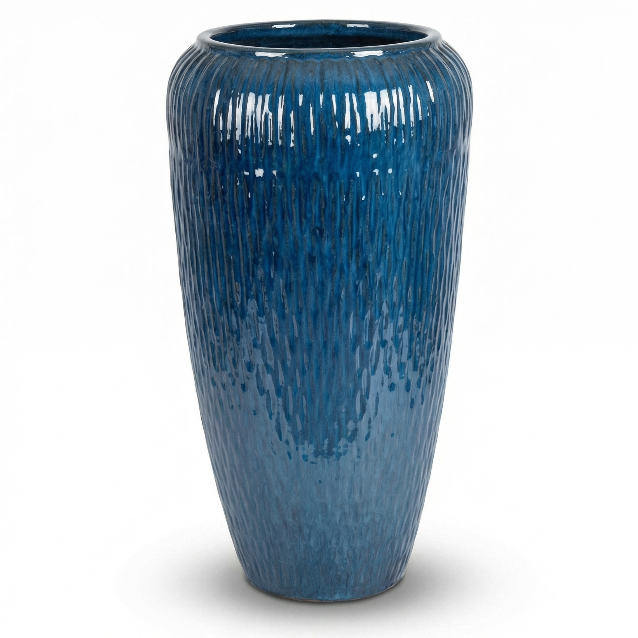 Keramischer Blumentopf POMPADOUR Azurblau – Provencelia, handgefertigt, frostbeständig