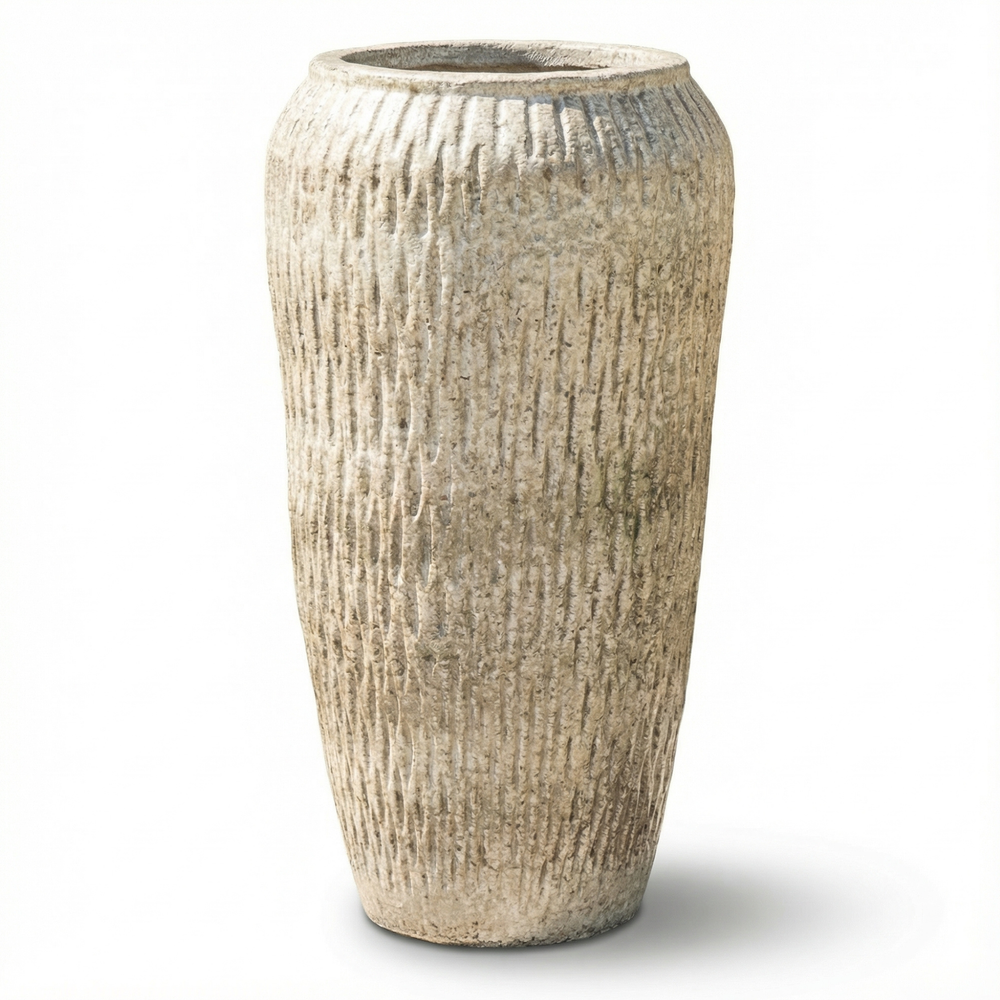 Keramik-Pflanzkübel POMPADOUR - Tigerweiß - L (30 x 57 cm)