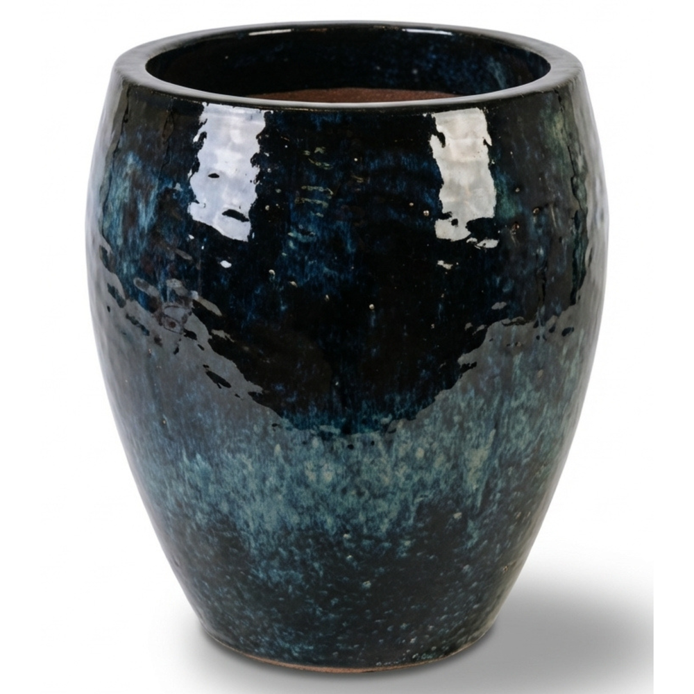 Keramik-Pflanzkübel POSEIDON - Eisblau - S: 28 x 31 cm