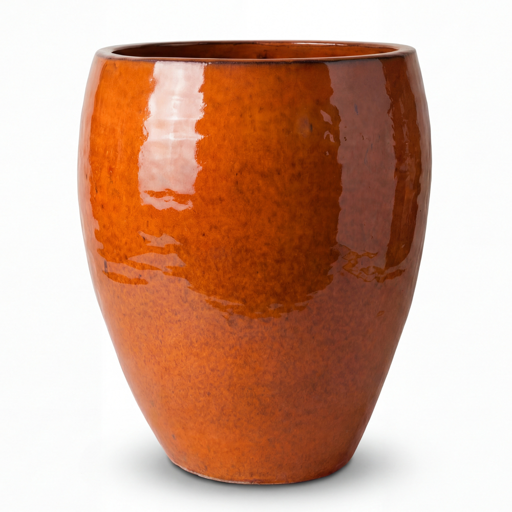 Keramischer Pflanzkübel Poseidon – Tropischorange - L: 36 x 43 cm