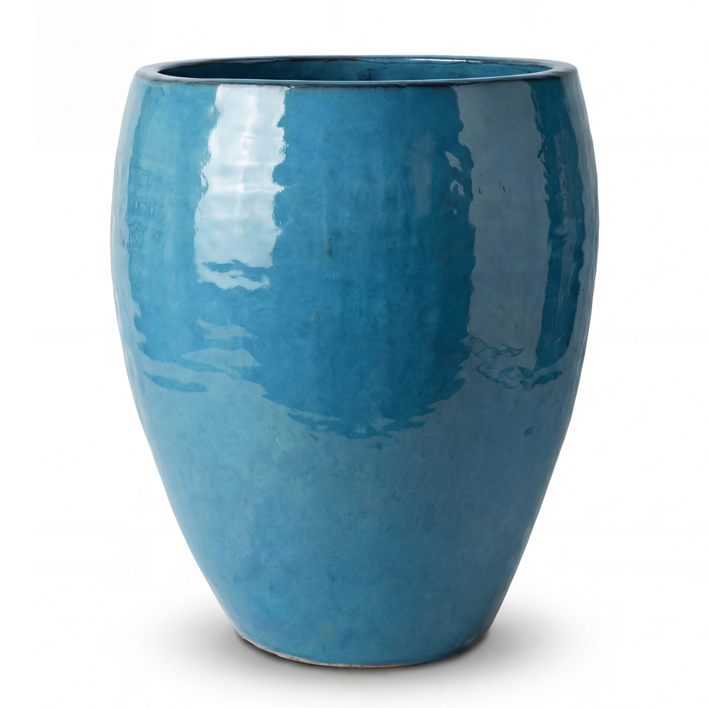Keramischer Pflanzkübel Poseidon – Himmelblau - S: 28 x 31 cm