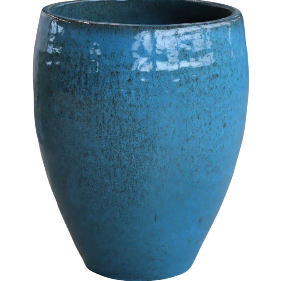 Keramik-Pflanzkübel POSEIDON - Stahlblau - S: 28 x 31 cm