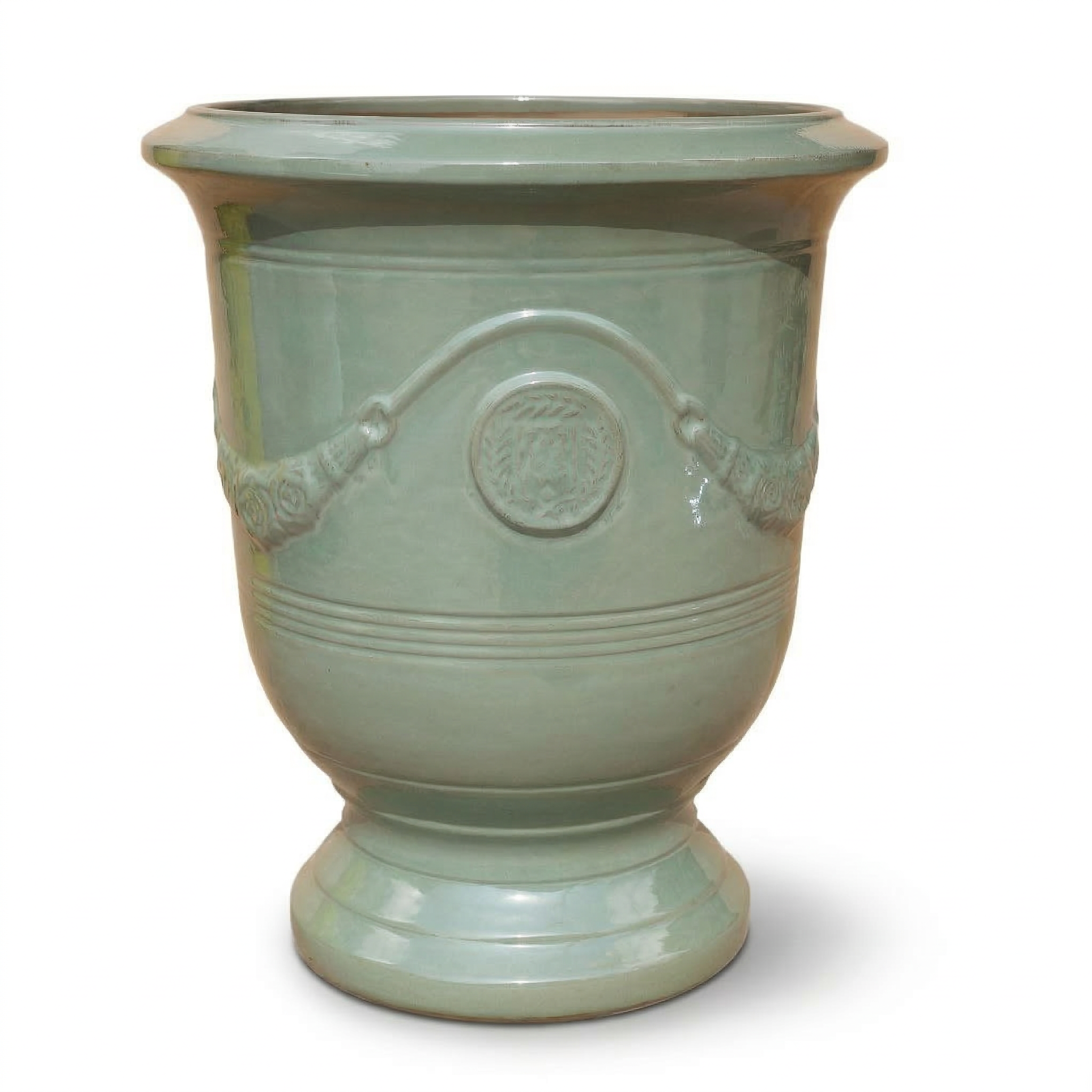 Keramischer Blumentopf RICHELIEU Jadegrün – Provencelia, handgefertigt, frostbeständig