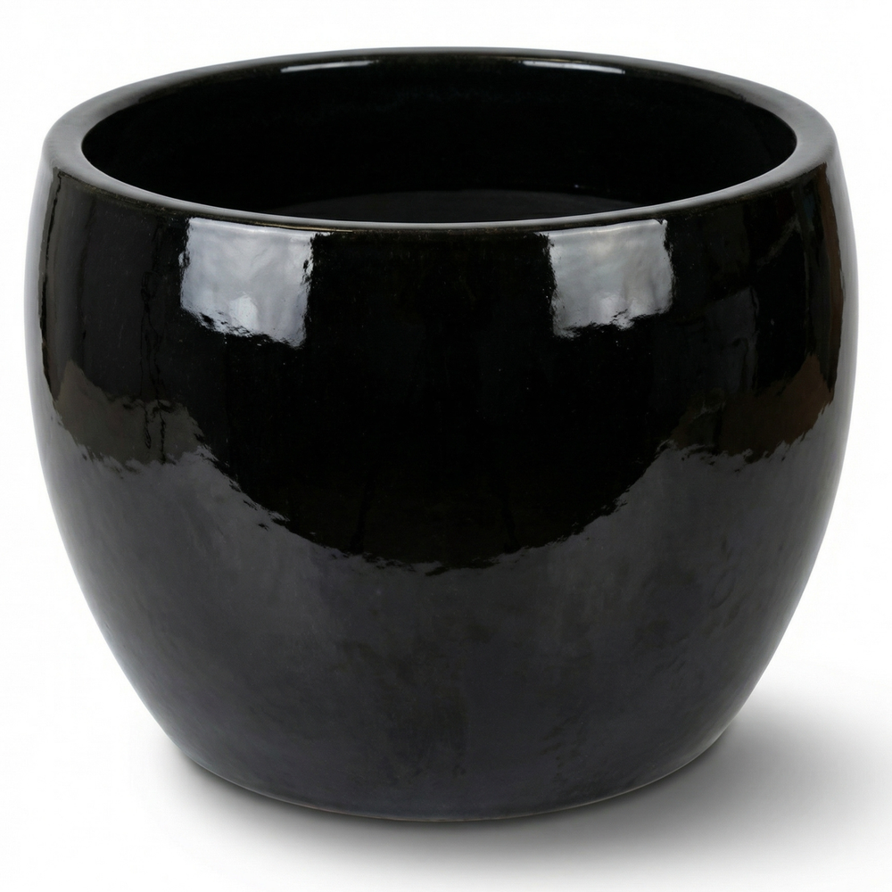 Keramik-Pflanzkübel ROMULUS - Schwarz - S (21 x 15 cm)
