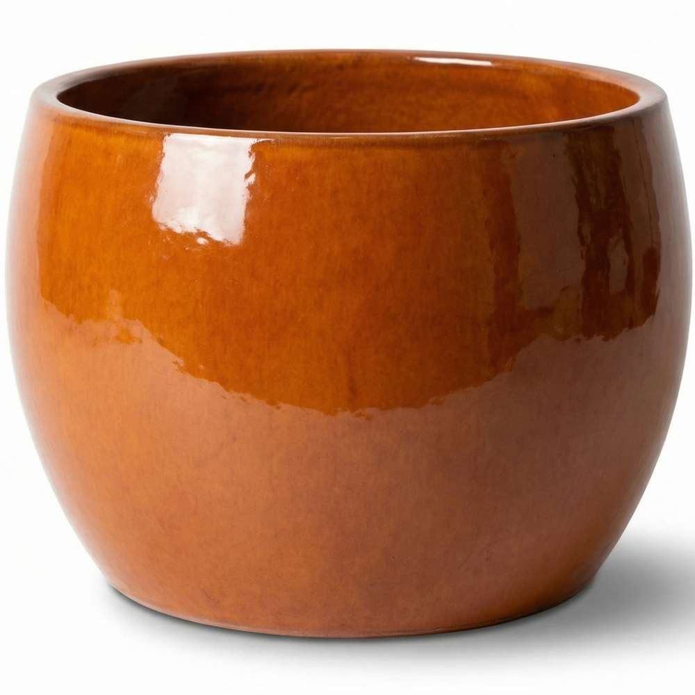 Keramik-Pflanzkübel ROMULUS - Tropisches Orange - M (31 x 23 cm)