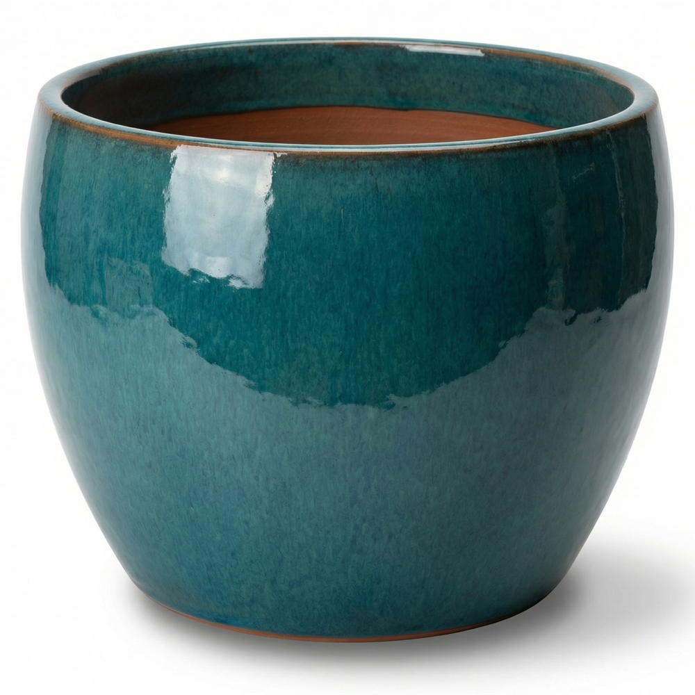 Keramik-Pflanzkübel ROMULUS - Azurblau - M (31 x 23 cm)