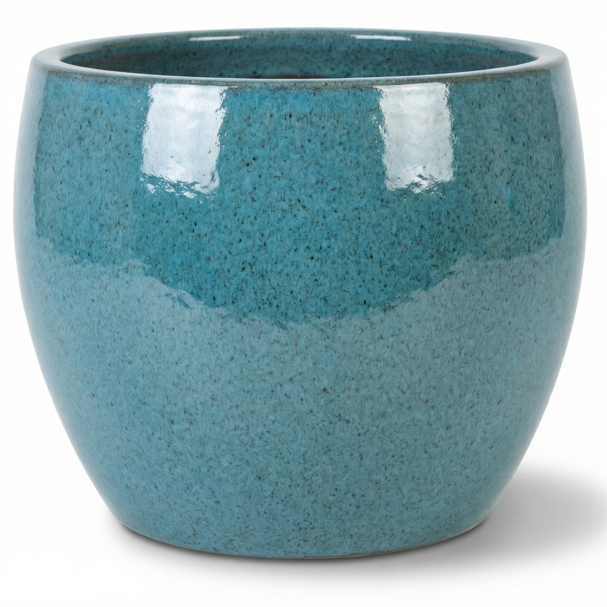 Keramischer Blumentopf ROMULUS Stahlblau – Provencelia, handgefertigt, frostbeständig
