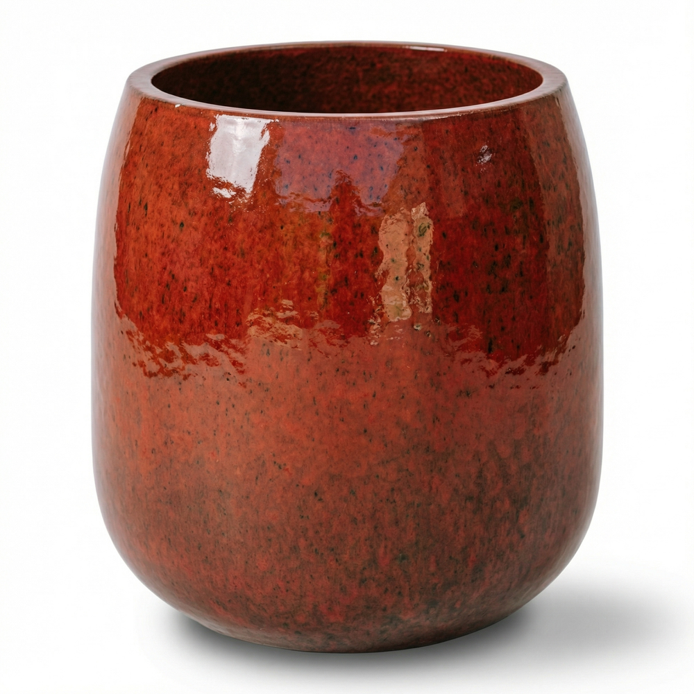 Keramik-Pflanzkübel SOCRATE - Tropisches Orange - L (48 cm x 49 cm)