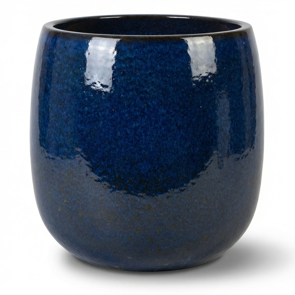 Keramik-Pflanzkübel SOCRATE - Meeresblau - M (32 cm x 33 cm)
