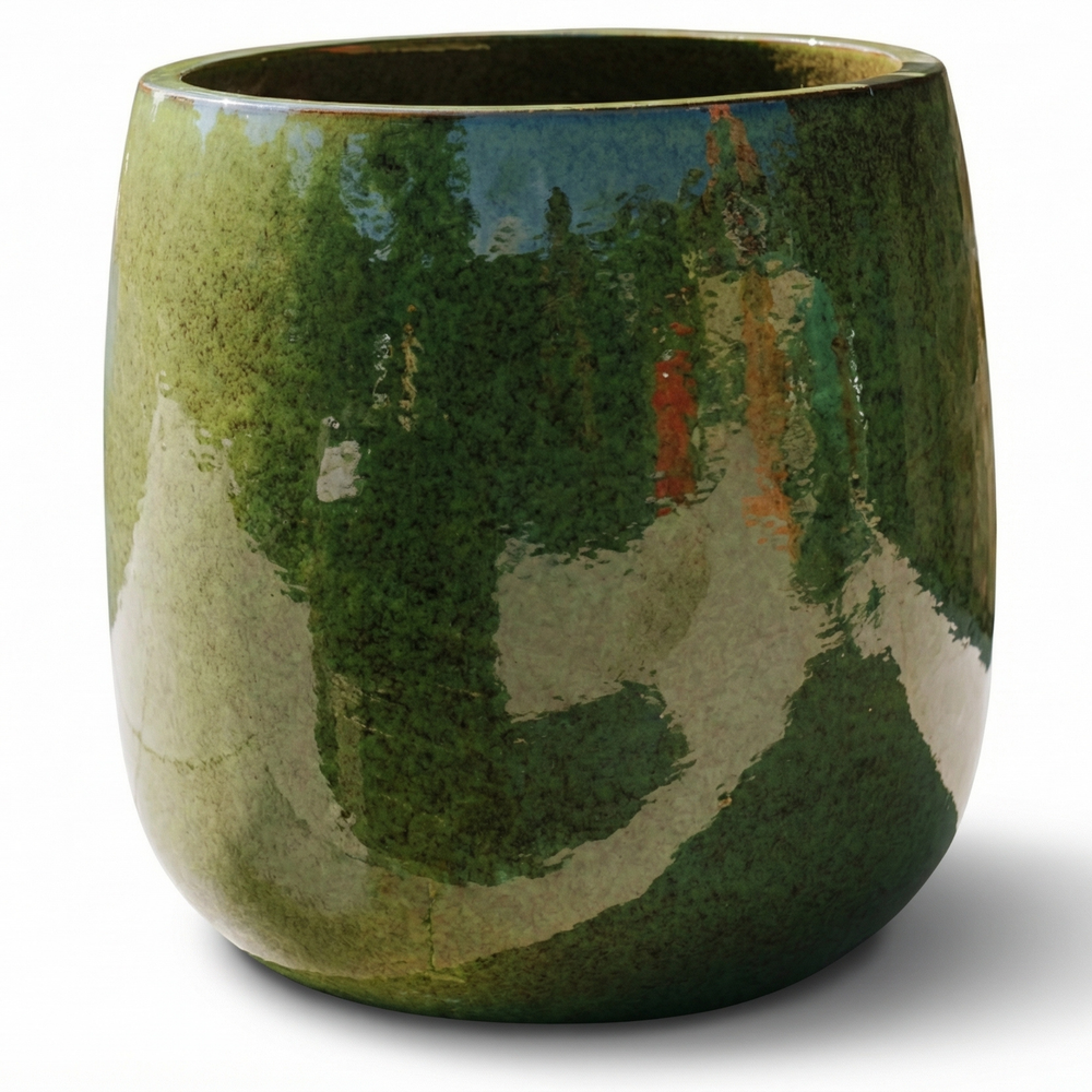 Keramik-Pflanzkübel SOCRATE - Tropengrün - M (32 cm x 33 cm)