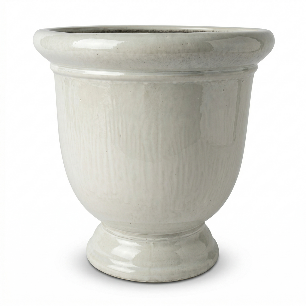 Großer Keramik-Pflanzkübel Titan - Perlweiß - L (53x55cm)