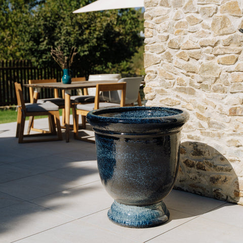 XXL Keramik-Pflanzkübel TITAN - Eisblau