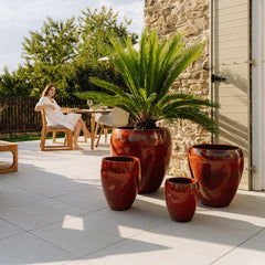 Keramický květináč LAFONTAINE - Podzimní Oranžová