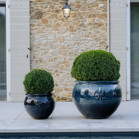 XXL Keramik-Blumentopf CLOVIS - Eisblau