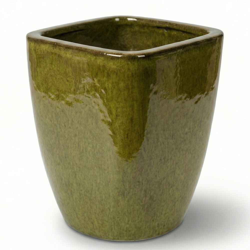 Keramik-Pflanzkübel VAUBAN - Herbstgrün - S (18 cm x 21 cm)