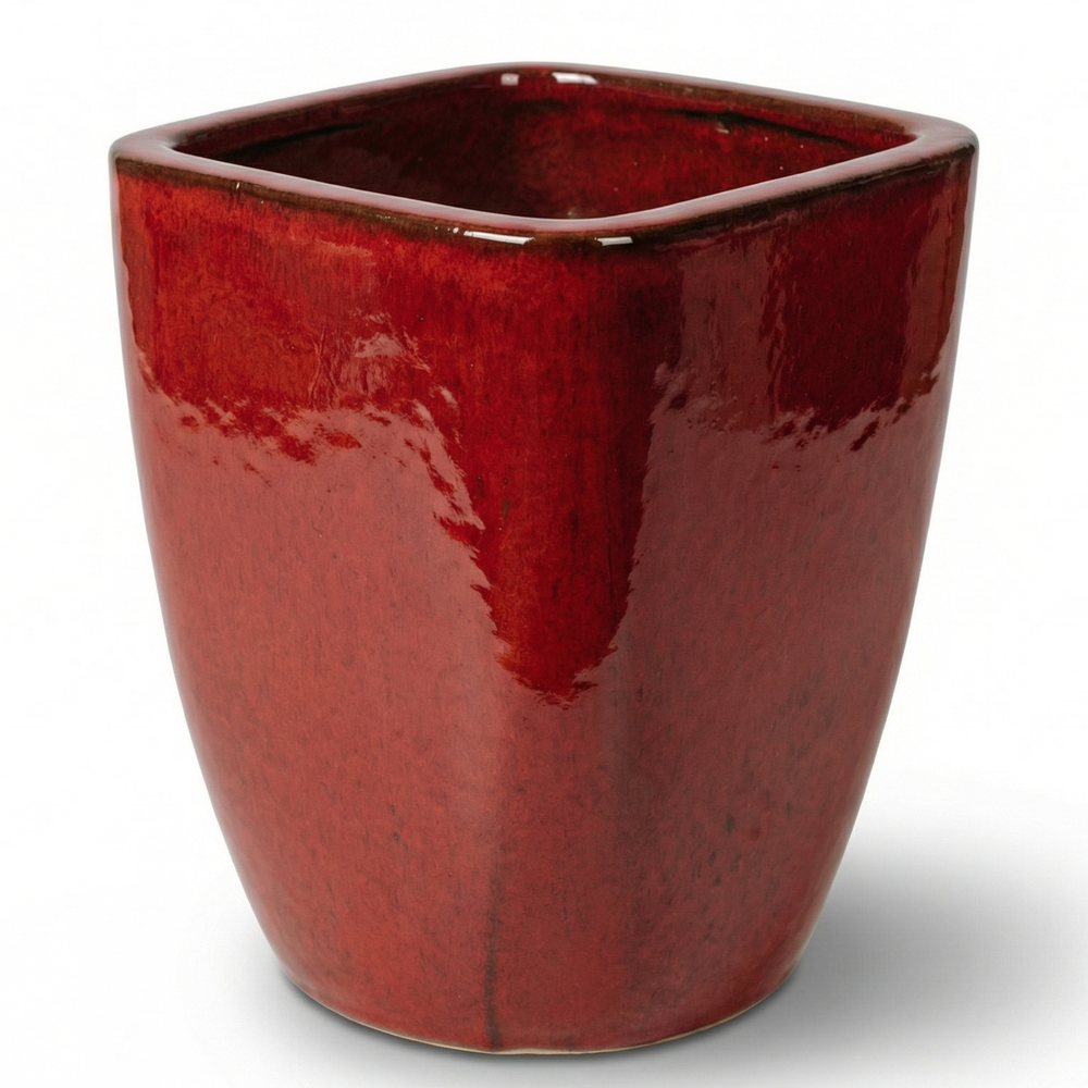 Keramik-Pflanzkübel VAUBAN - Tropenrot - M (24 cm x 30 cm)
