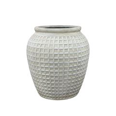 Betonblumentopf Vortex – Antikweiß