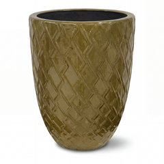 Vzorovaný keramický květináč Zeus 2 - Olivově zelený