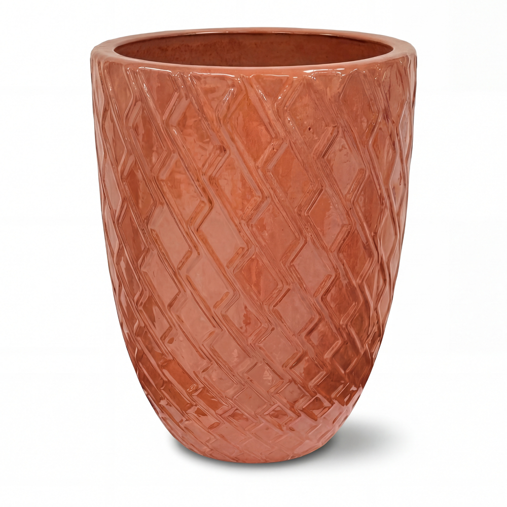 Zeus 2 Keramik-Pflanzkübel mit Muster – Altrosa - XL (42 x 54 cm)