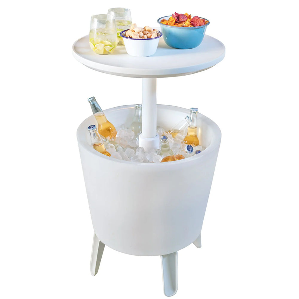 Keter Illuminated Cool Bar — LED-Kühlbar mit ausziehbarer Platte, Weiß