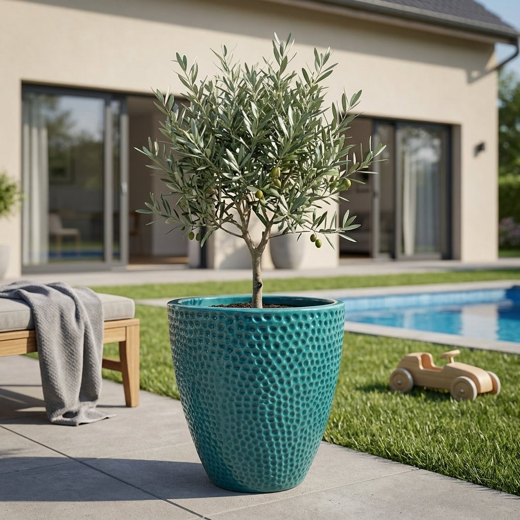 CIGALINE Keramik Pflanzkübel Türkis – wetterfest, für Innen und Außen