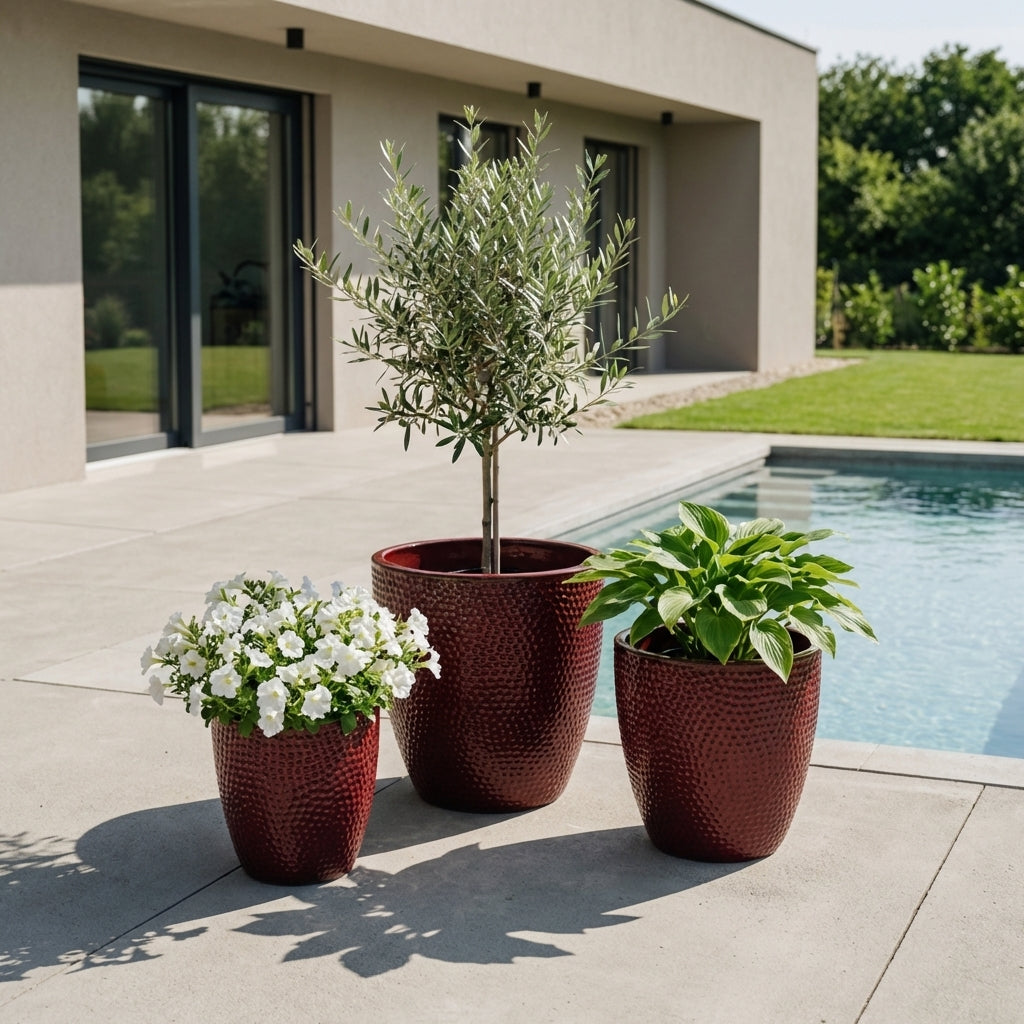 Keramický květináč Cigaline císařsky červený – ručně vyráběný z glazované terakoty