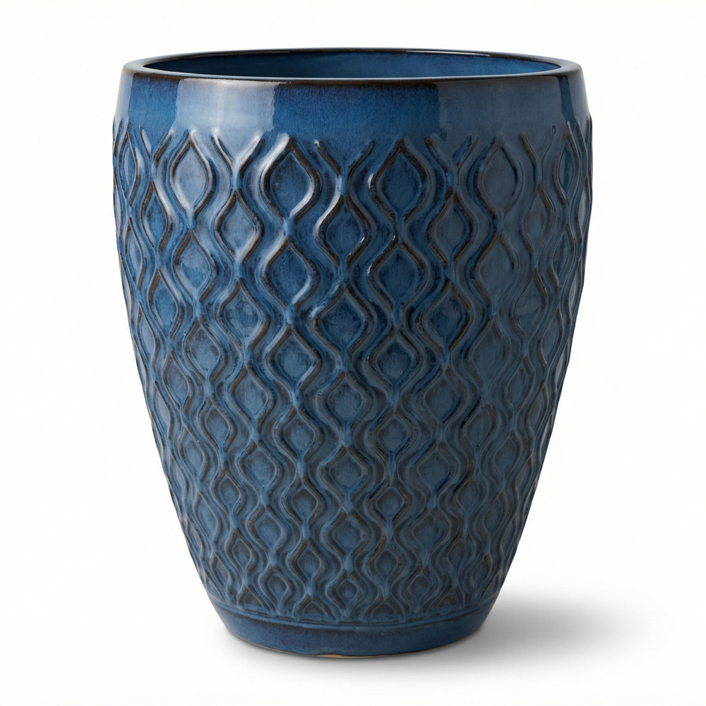 Keramischer Pflanzkübel Phenix – Antikblau - XL (41 x 55 cm)