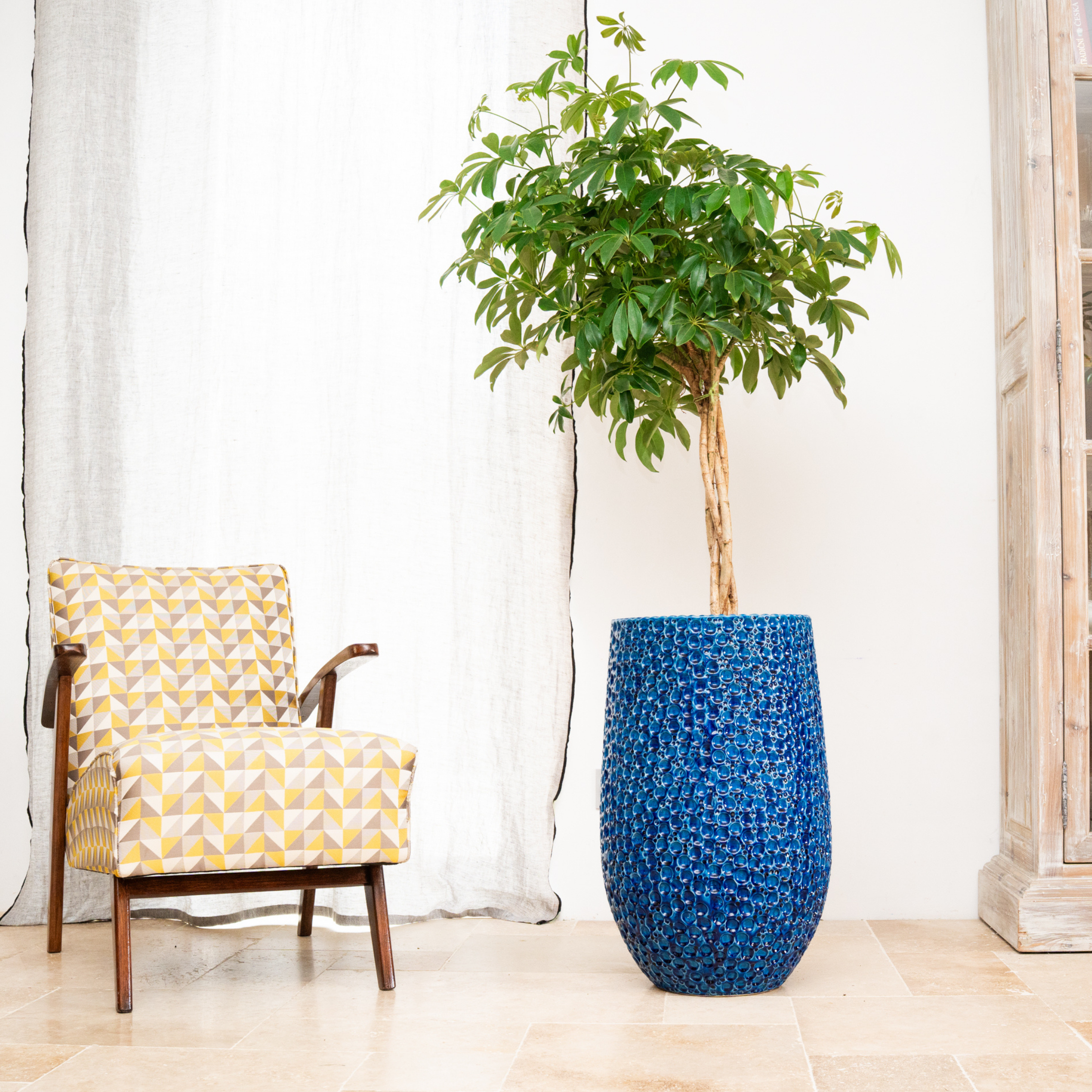 Großer Keramik-Blumentopf PARIS - Blau