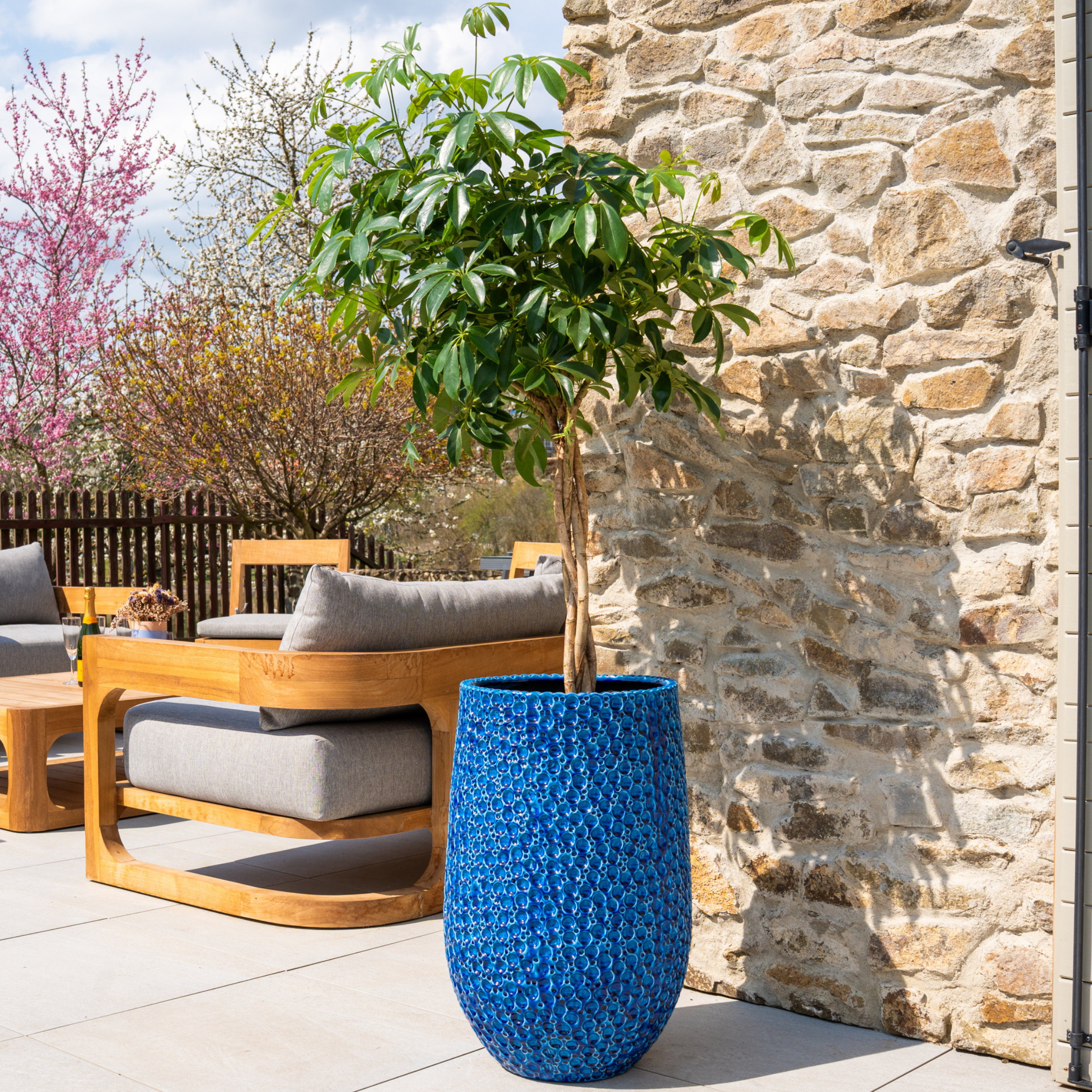 Großer Keramik-Blumentopf PARIS - Blau