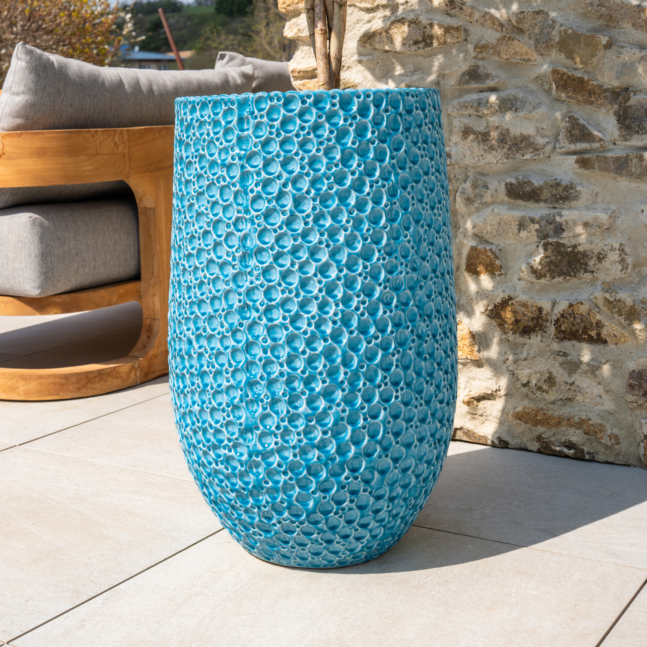 Großer Keramik-Blumentopf PARIS - Hellblau