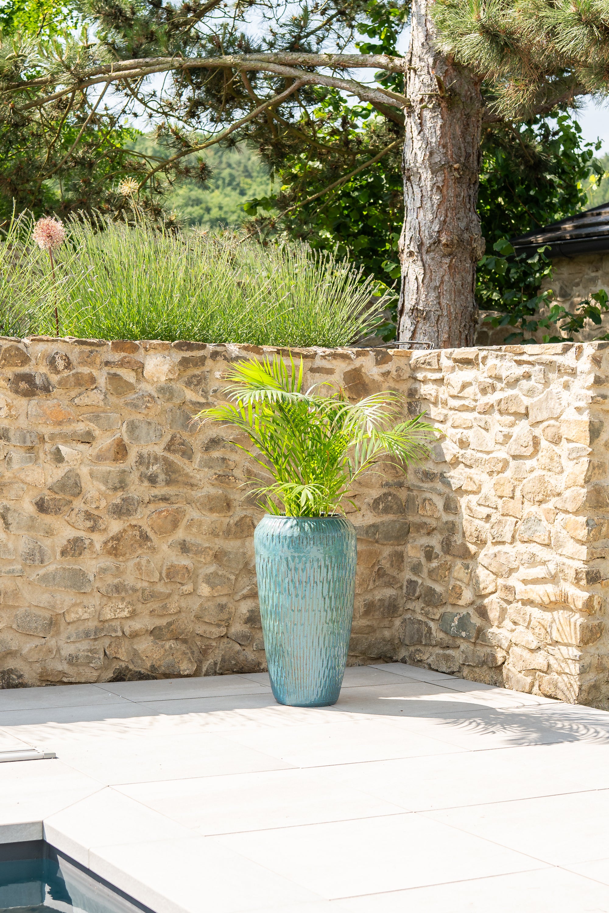 Keramik-Blumentopf Pompadour - Stahlblau